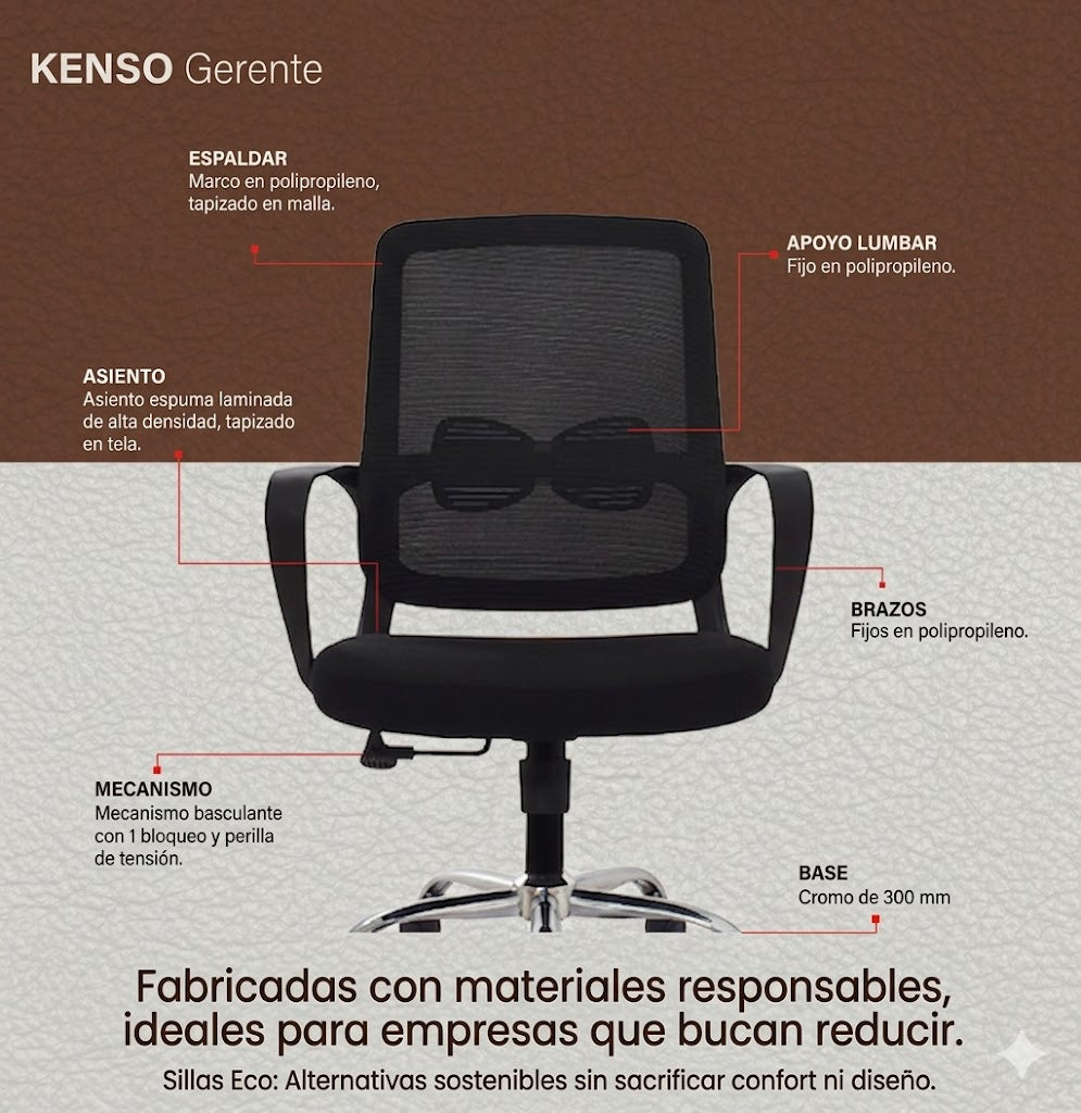 SILLA KENSO respaldo de malla transpirable