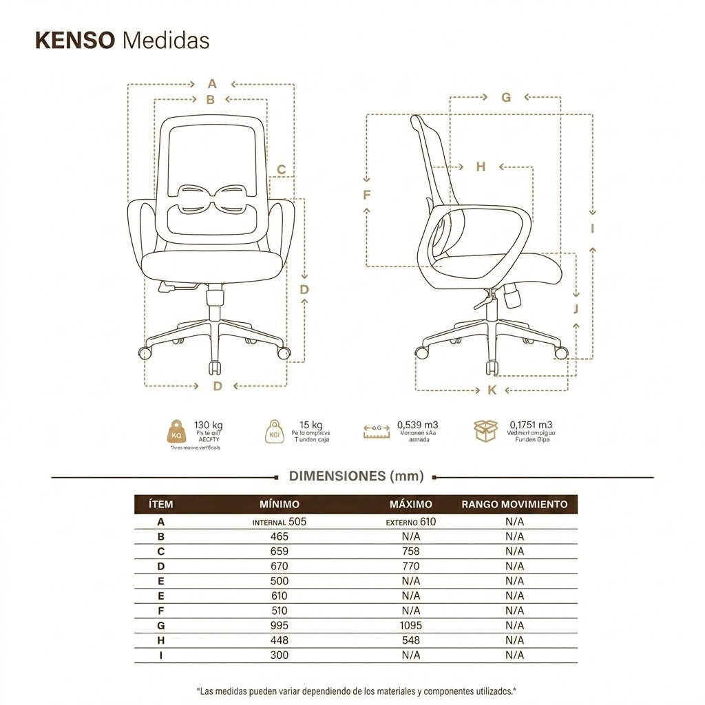 SILLA KENSO respaldo de malla transpirable