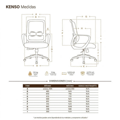 SILLA KENSO respaldo de malla transpirable